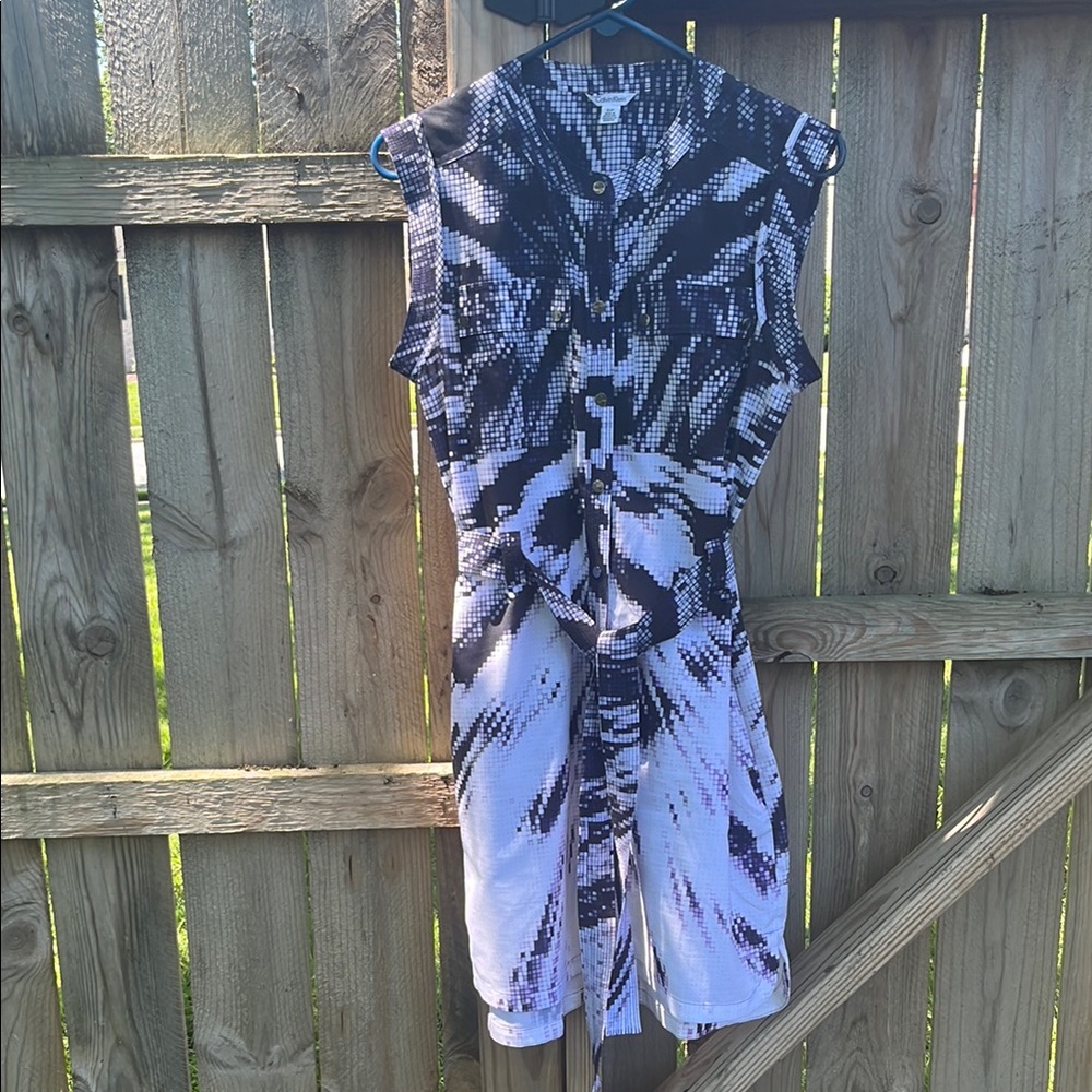 Calvin Klein Blue Black Halter Sheath Dress